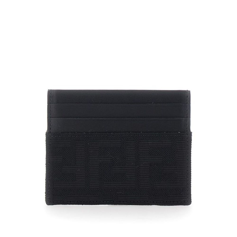Fendi Men Fendi Men Black Cardholder With Ff Motif In Leather And Fabric For Men